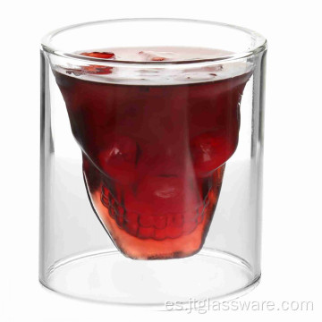 Vaso de cristal con forma de calavera de doble pared